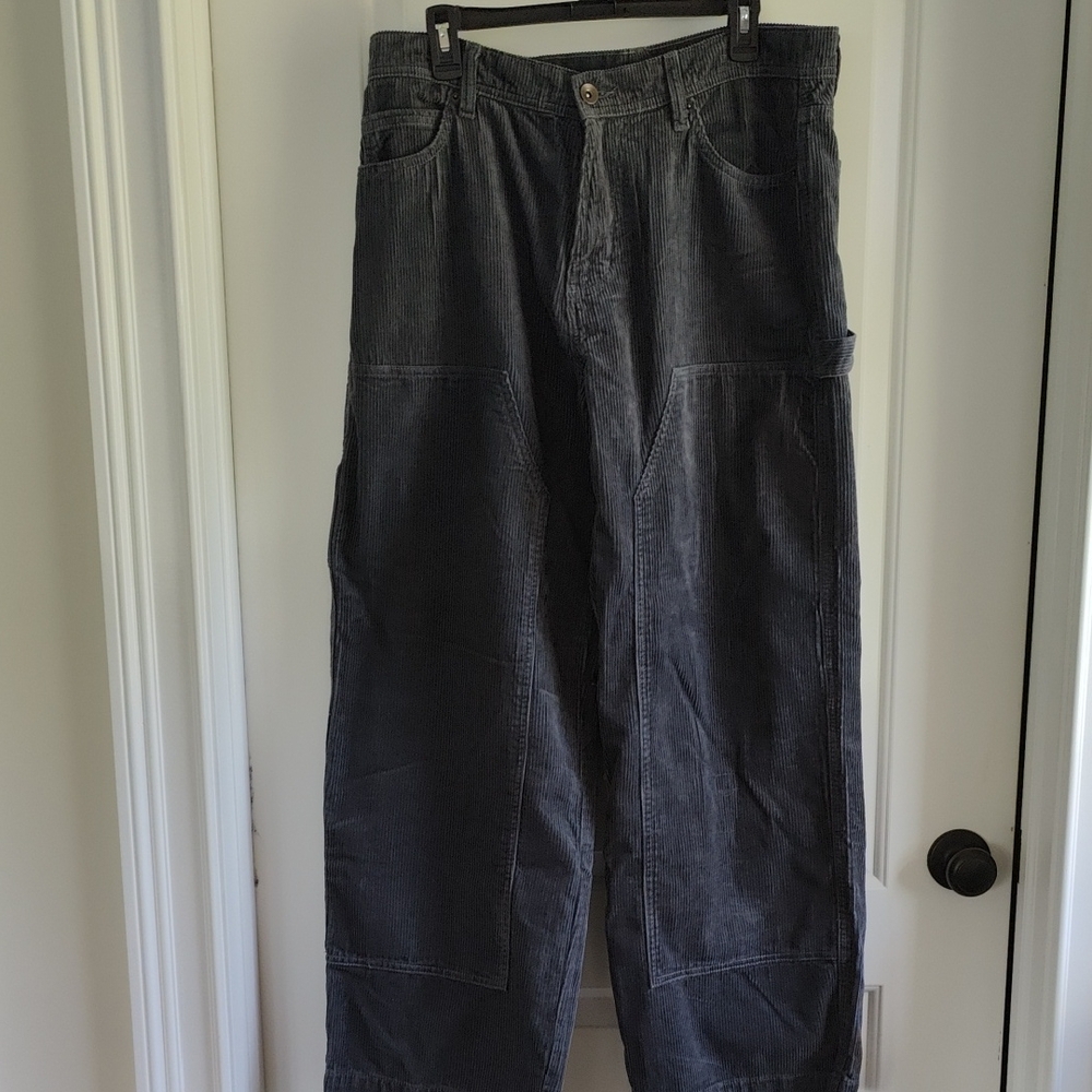 Women Black Corduroy Wide Pants